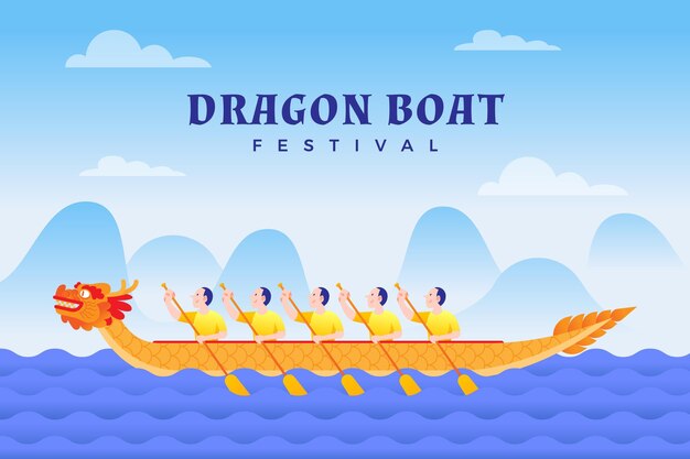 Hand drawn dragon boat background