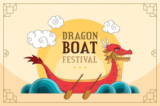 Free Vector hand drawn dragon boat background