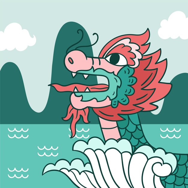 Hand drawn dragon boat background