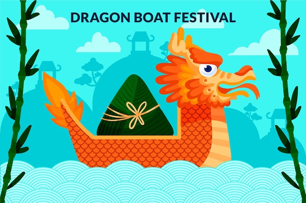 Hand drawn dragon boat background