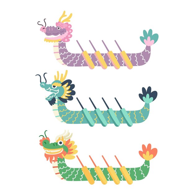 Hand drawn dragon boat collection