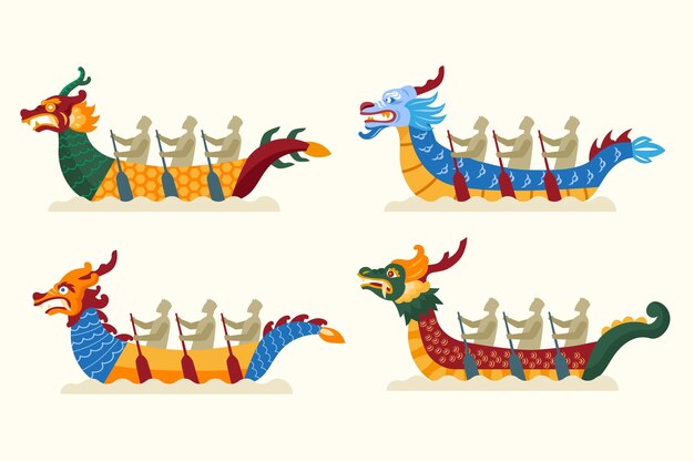 Hand drawn dragon boat collection