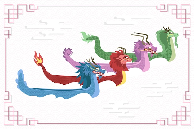 Free Vector hand drawn dragon boat collection