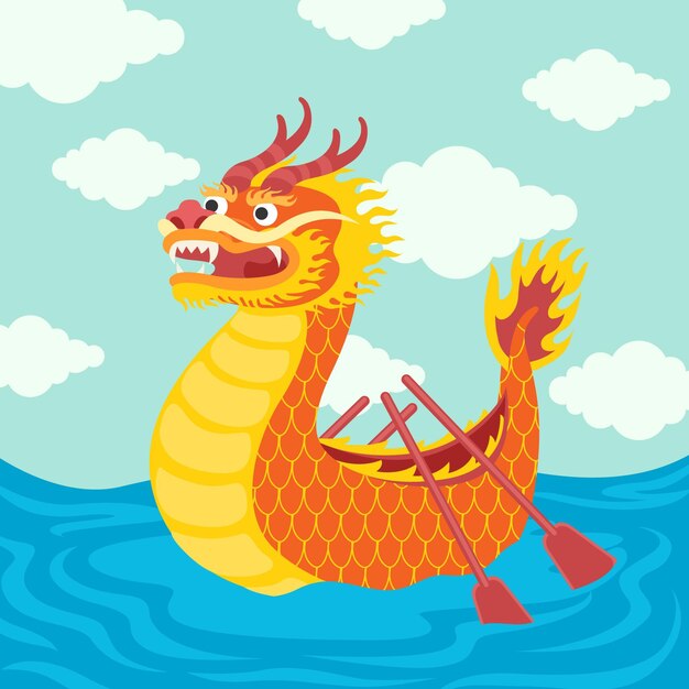 Hand drawn dragon boat illustration