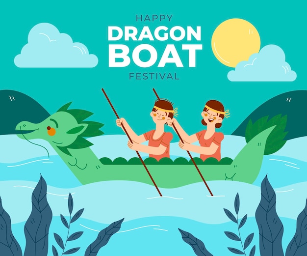 Free Vector hand drawn dragon boat illustration