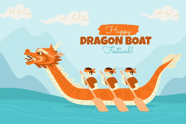 Hand drawn dragon boat illustration