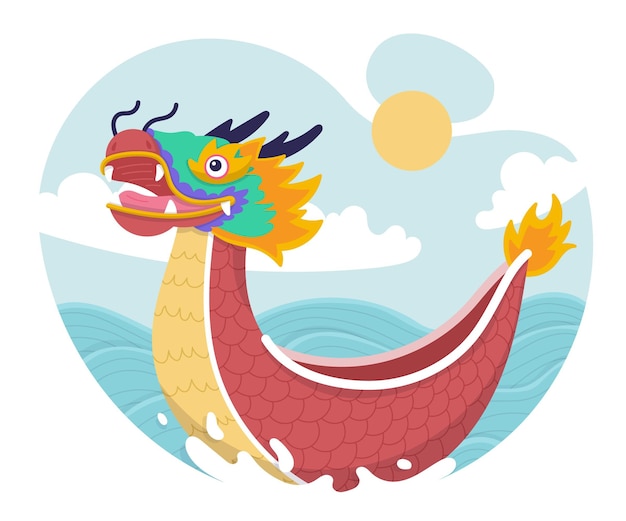 Hand drawn dragon boat illustration