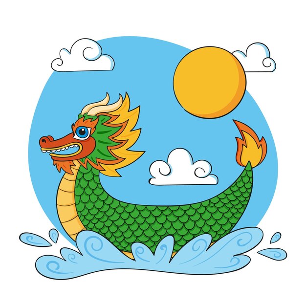 Hand drawn dragon boat illustration