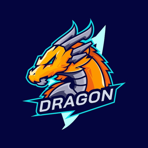 Hand drawn dragon logo template