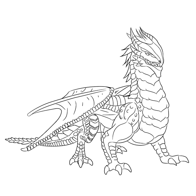 Free vector hand drawn dragon outline illustration