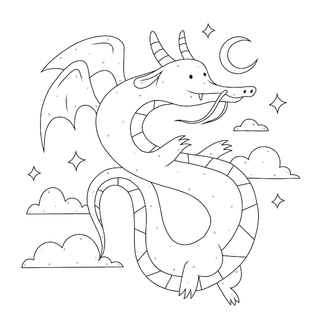 Free vector hand drawn dragon outline illustration