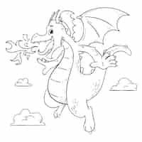 Free vector hand drawn dragon outline illustration