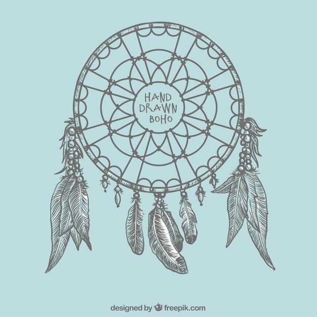 Hand-drawn dreamcatcher background