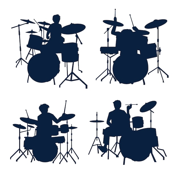 Hand drawn drummer silhouette