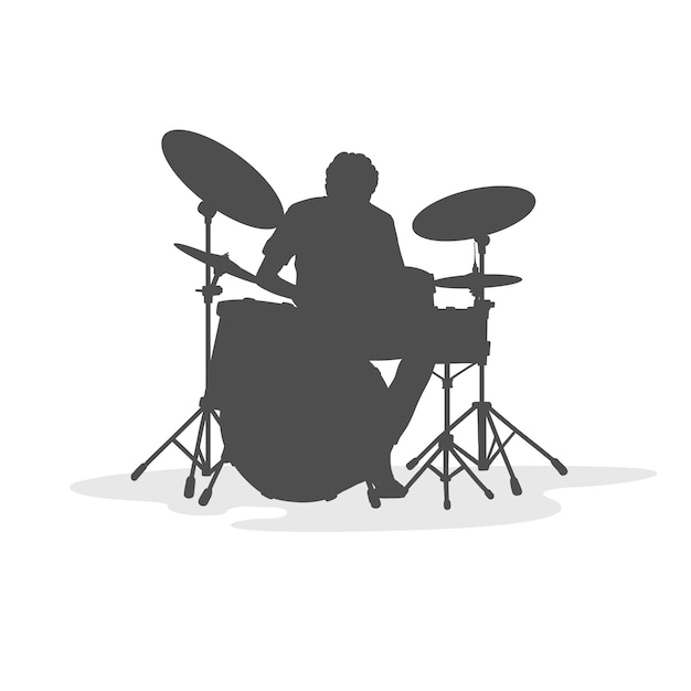 Free Vector hand drawn drummer silhouette