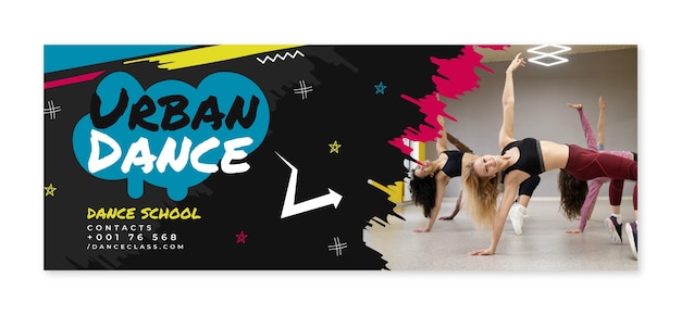 Hand drawn dynamic dance school facebook cover