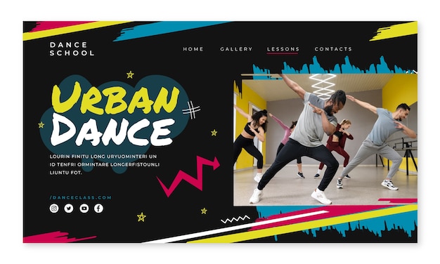 Hand drawn dynamic dance school landing page