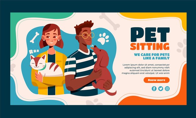 Hand drawn dynamic pet sitting facebook template