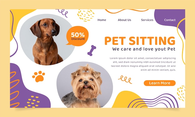 Hand drawn dynamic pet sitting landing page