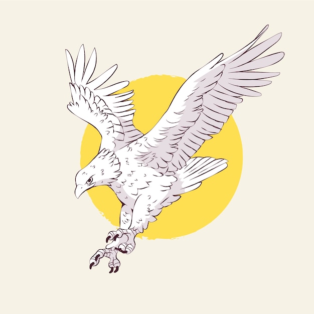 Free vector hand drawn eagle flying drawing illustration