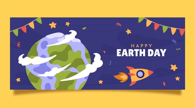 Hand drawn earth day horizontal banner