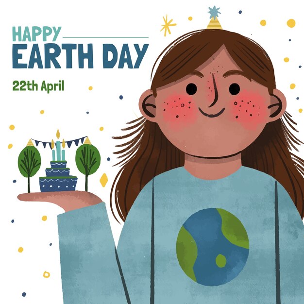 Hand drawn earth day illustration