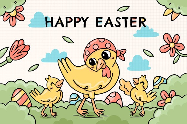 Hand drawn easter background