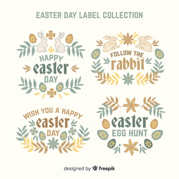 Free Vector hand drawn easter badge collection