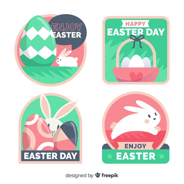 Hand drawn easter badge collection