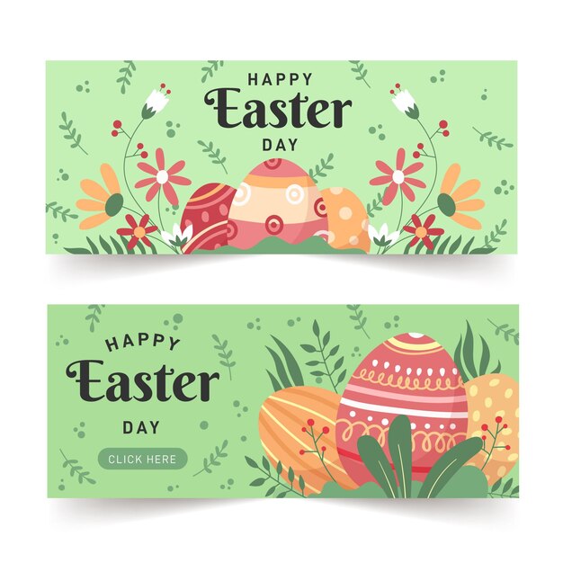 Hand drawn easter banners set