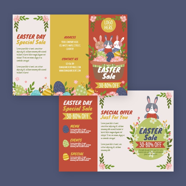 Hand drawn easter brochure template