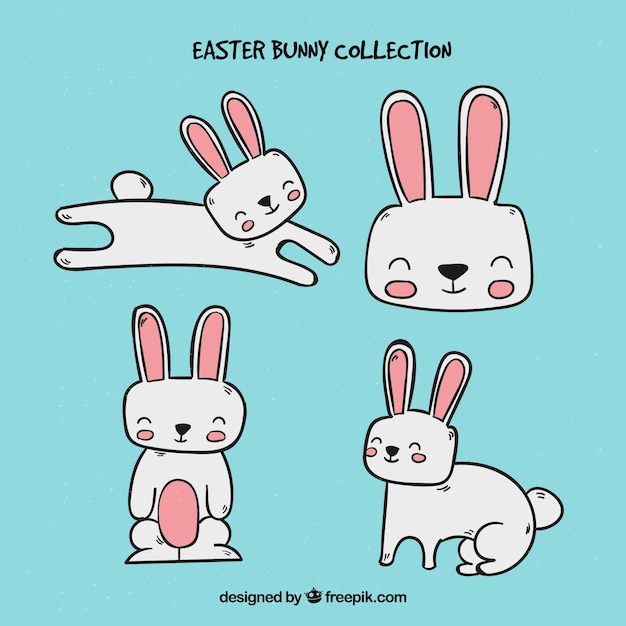 Hand drawn easter bunny collection