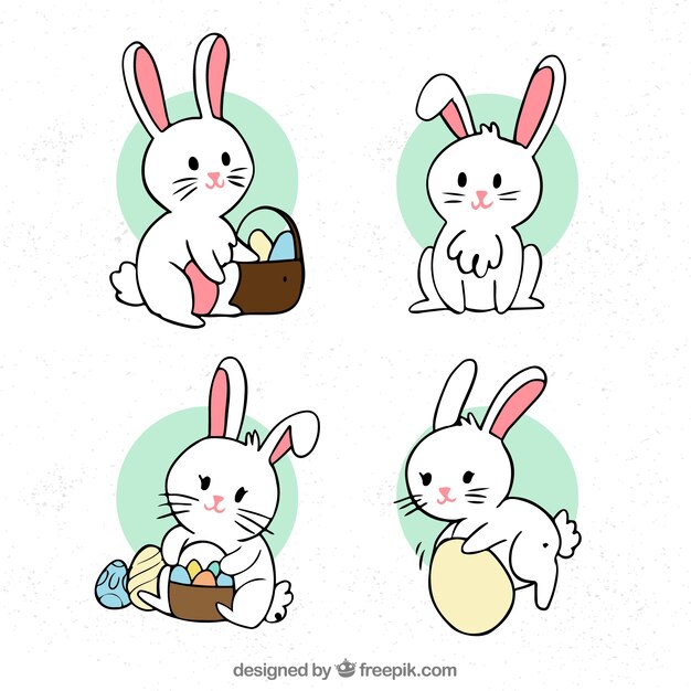 Hand drawn easter bunny collection