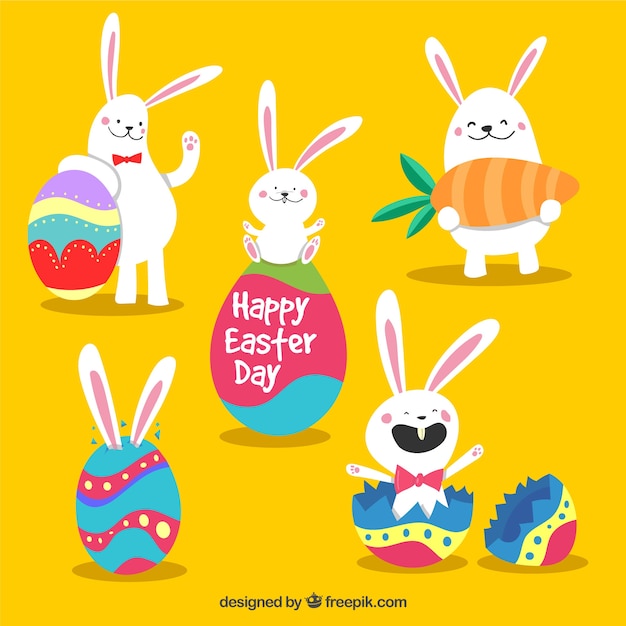 Free Vector hand drawn easter bunny collection