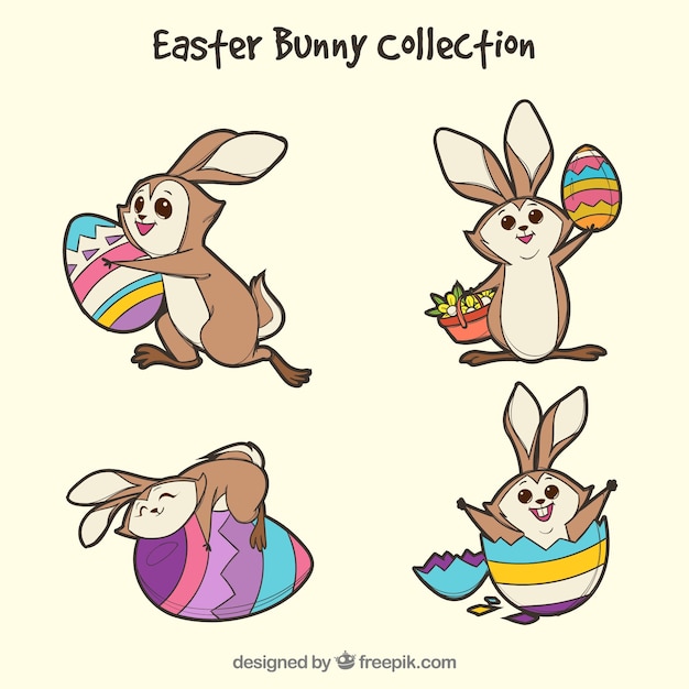 Hand drawn easter bunny collection