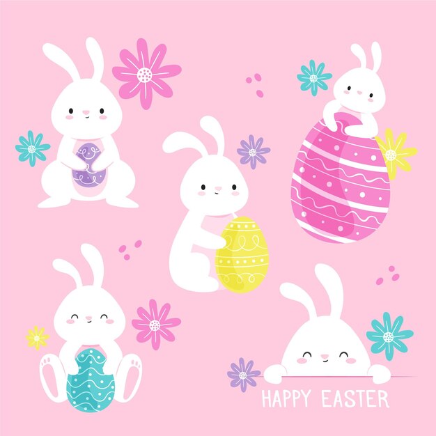 Hand drawn easter bunny collection