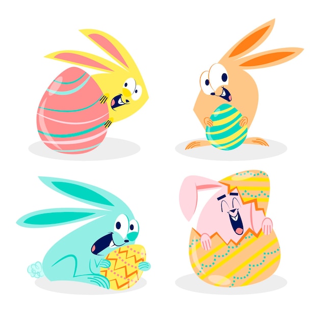 Free Vector hand drawn easter bunny collection