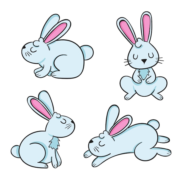 Hand drawn easter bunny collection