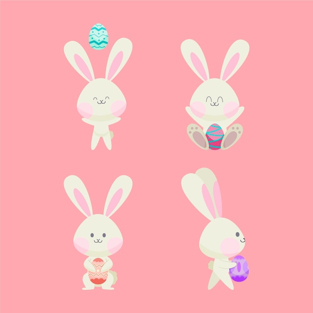 Free Vector hand drawn easter bunny collection