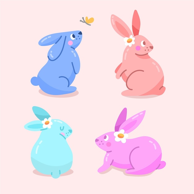 Free vector hand drawn easter bunny collection