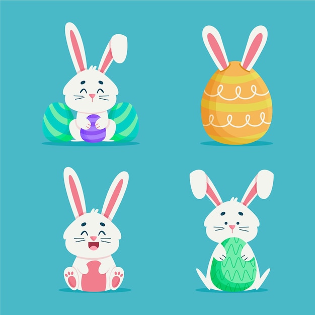 Hand drawn easter bunny collection