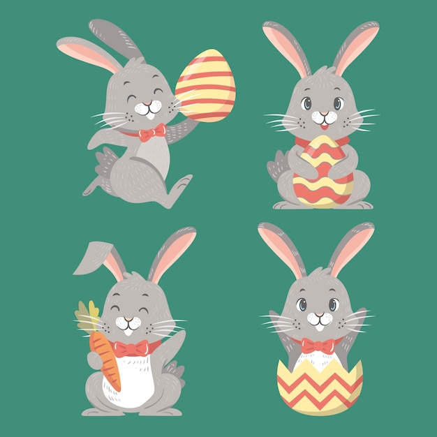 Hand drawn easter bunny collection