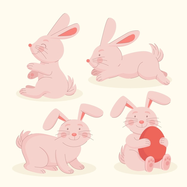 Free Vector hand drawn easter bunny collection