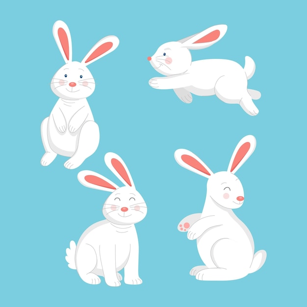 Hand drawn easter bunny collection