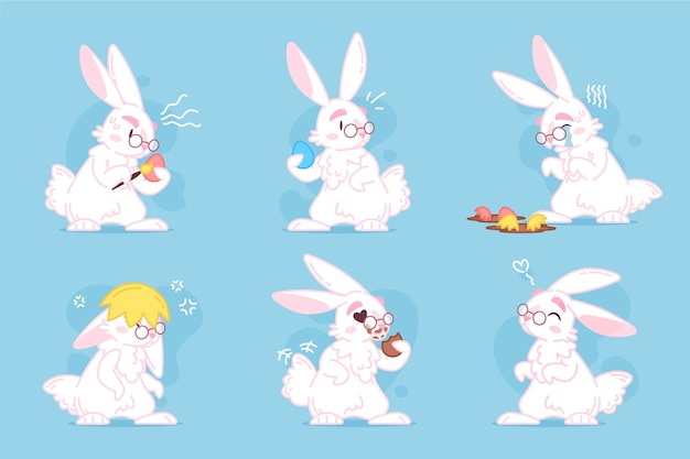 Hand drawn easter bunny collection