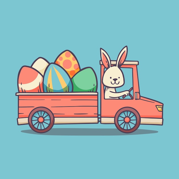 Hand drawn easter car illustration