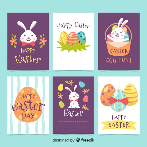 Hand drawn easter card collection