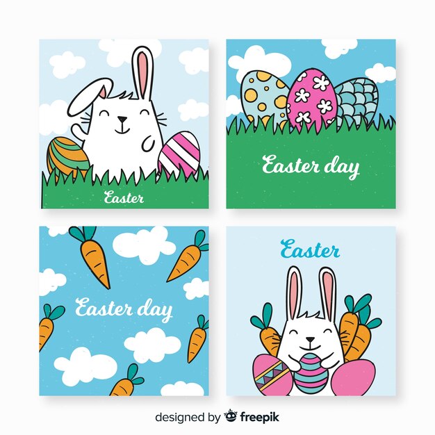 Hand drawn easter card pack