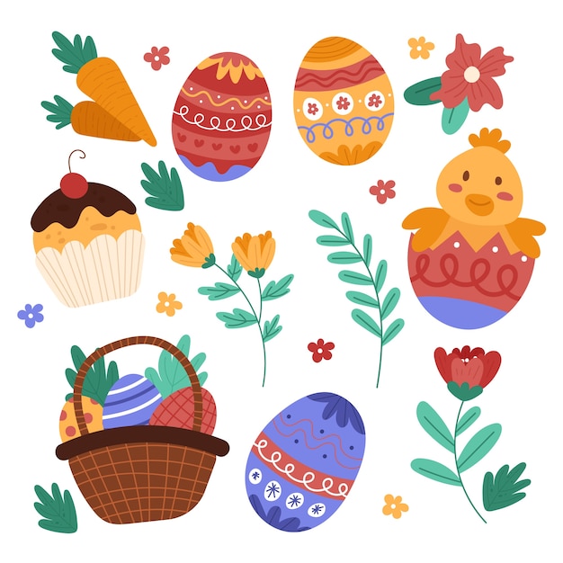 Free Vector hand drawn easter cliparts collection