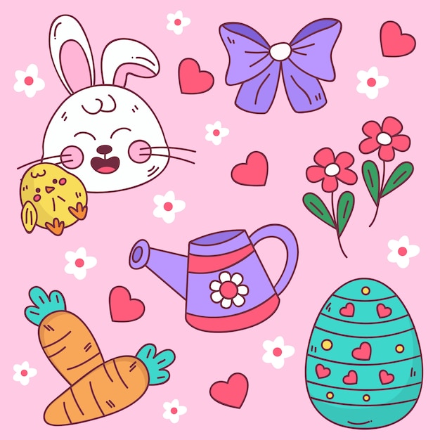 Hand drawn easter cliparts collection